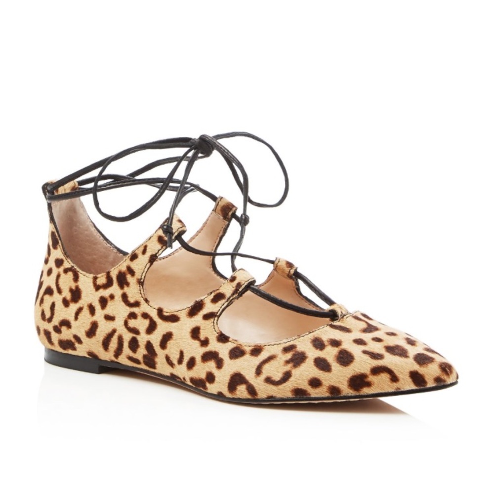 VINCE CAMUTO Leopard Print Lace Up Flats